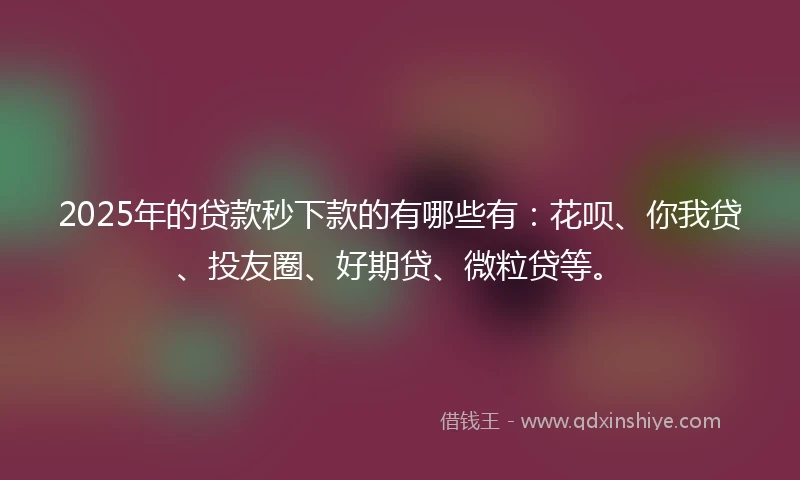2025年的贷款秒下款的有哪些有：花呗、你我贷、投友圈、好期贷、微粒贷等。
