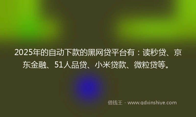 2025年的自动下款的黑网贷平台有：读秒贷、京东金融、51人品贷、小米贷款、微粒贷等。