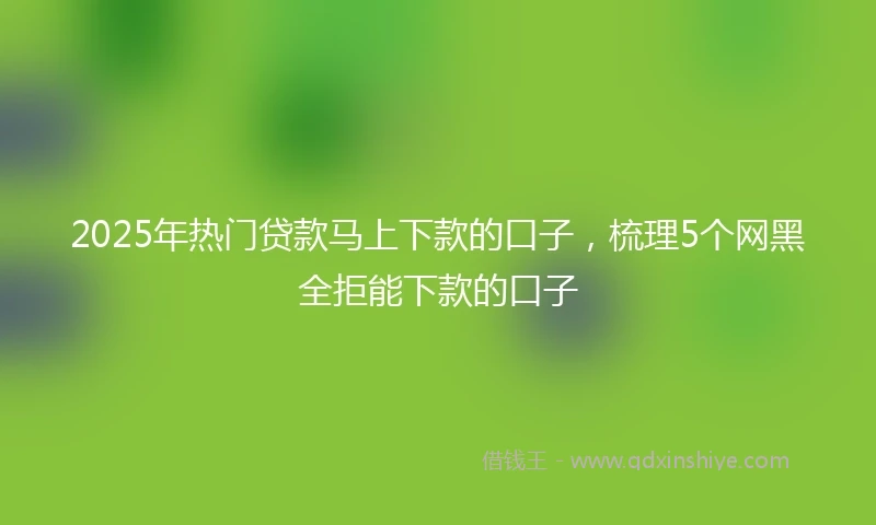 2025年热门贷款马上下款的口子，梳理5个网黑全拒能下款的口子