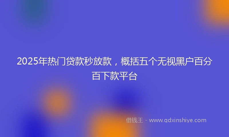 2025年热门贷款秒放款，概括五个无视黑户百分百下款平台