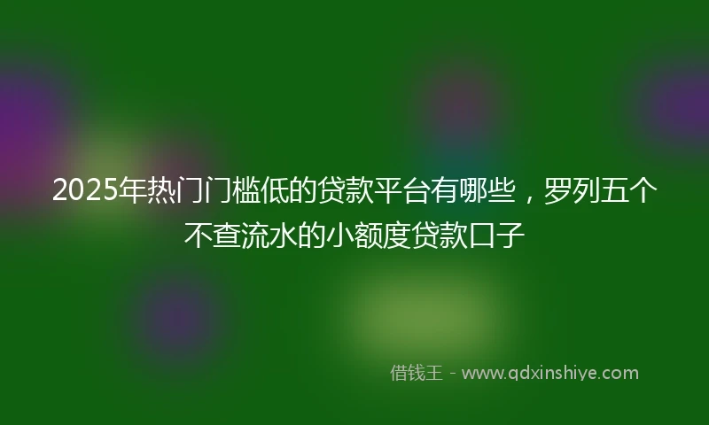 2025年热门门槛低的贷款平台有哪些，罗列五个不查流水的小额度贷款口子
