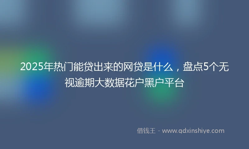 2025年热门能贷出来的网贷是什么，盘点5个无视逾期大数据花户黑户平台