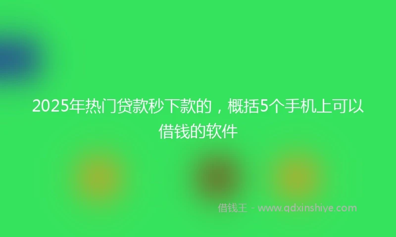 2025年热门贷款秒下款的，概括5个手机上可以借钱的软件