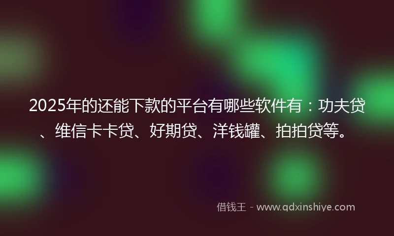2025年的还能下款的平台有哪些软件有：功夫贷、维信卡卡贷、好期贷、洋钱罐、拍拍贷等。