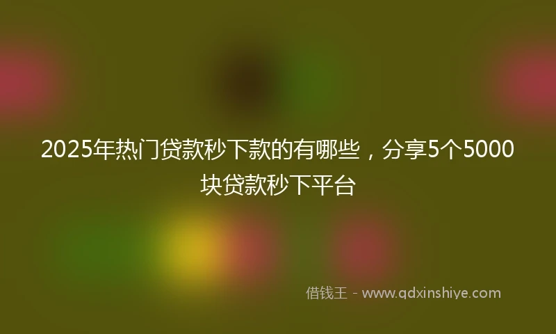2025年热门贷款秒下款的有哪些，分享5个5000块贷款秒下平台