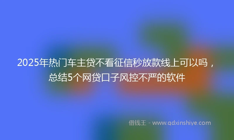 2025年热门车主贷不看征信秒放款线上可以吗，总结5个网贷口子风控不严的软件