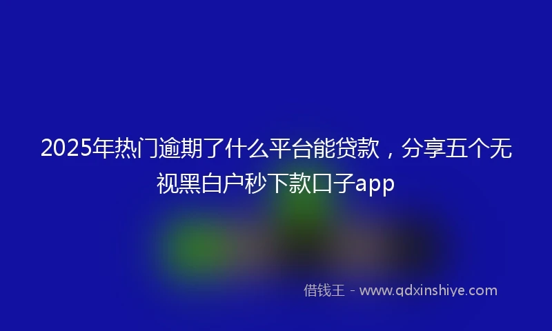 2025年热门逾期了什么平台能贷款，分享五个无视黑白户秒下款口子app