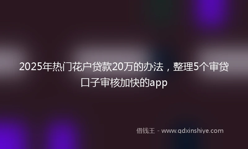 2025年热门花户贷款20万的办法，整理5个审贷口子审核加快的app