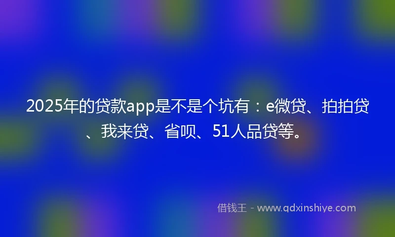 2025年的贷款app是不是个坑有：e微贷、拍拍贷、我来贷、省呗、51人品贷等。