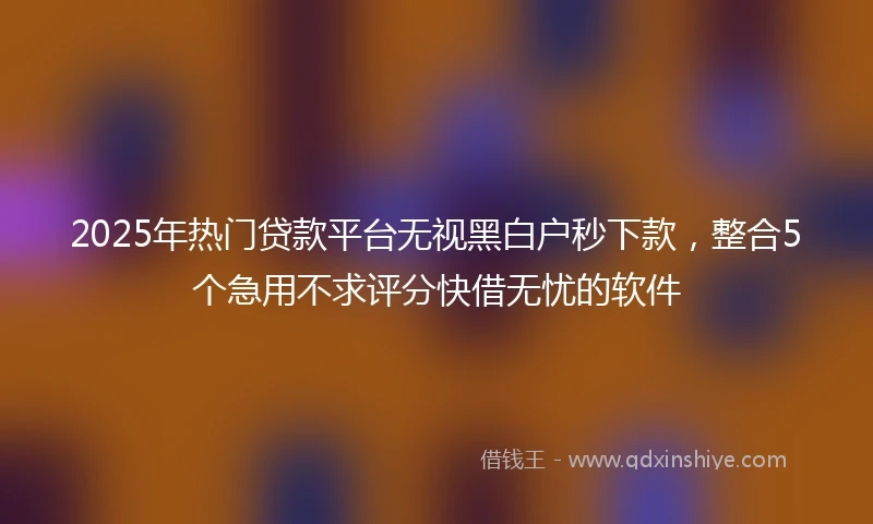 2025年热门贷款平台无视黑白户秒下款，整合5个急用不求评分快借无忧的软件