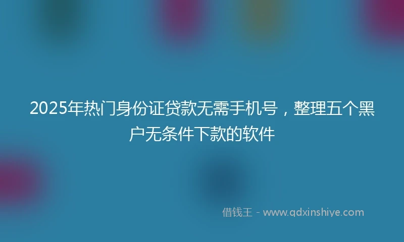 2025年热门身份证贷款无需手机号，整理五个黑户无条件下款的软件