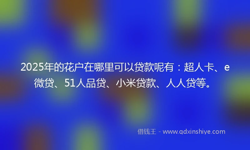 2025年的花户在哪里可以贷款呢有：超人卡、e微贷、51人品贷、小米贷款、人人贷等。