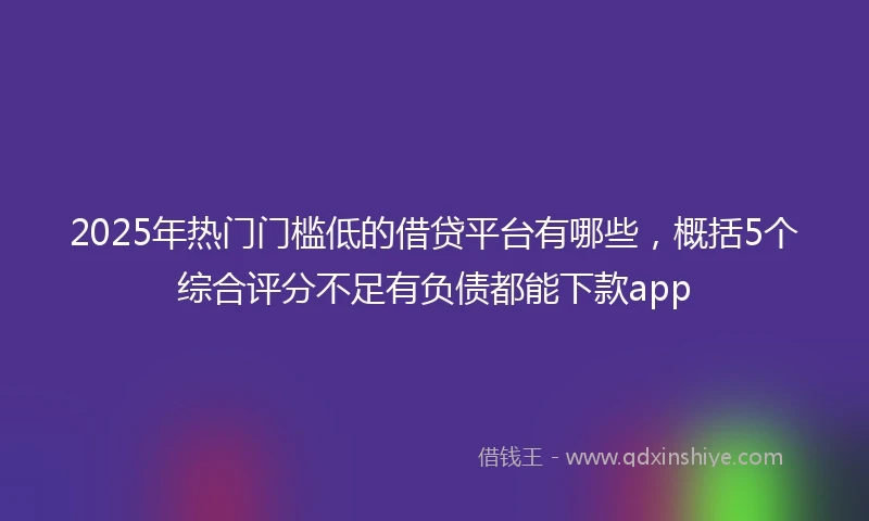 2025年热门门槛低的借贷平台有哪些，概括5个综合评分不足有负债都能下款app