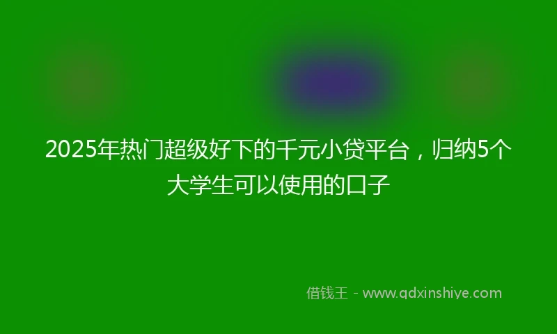 2025年热门超级好下的千元小贷平台,归纳5个大学生可以使用的口子