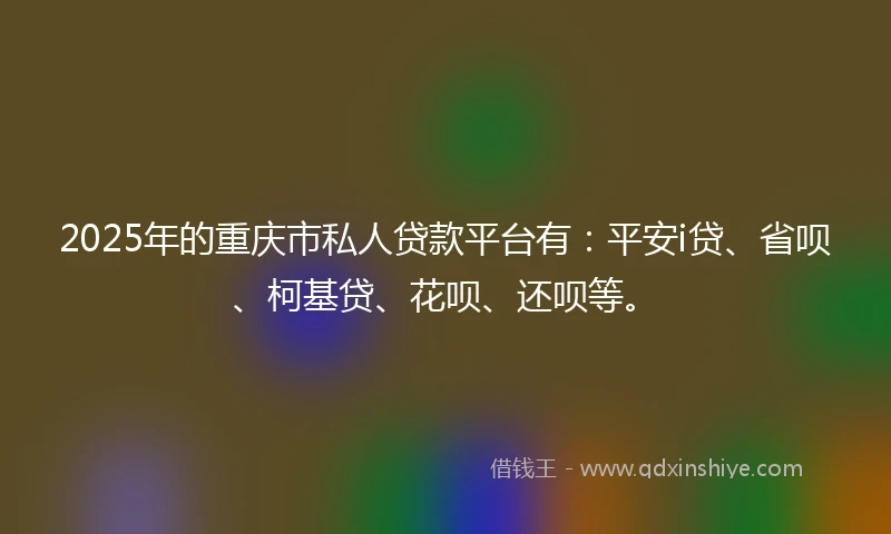 2025年的重庆市私人贷款平台有：平安i贷、省呗、柯基贷、花呗、还呗等。