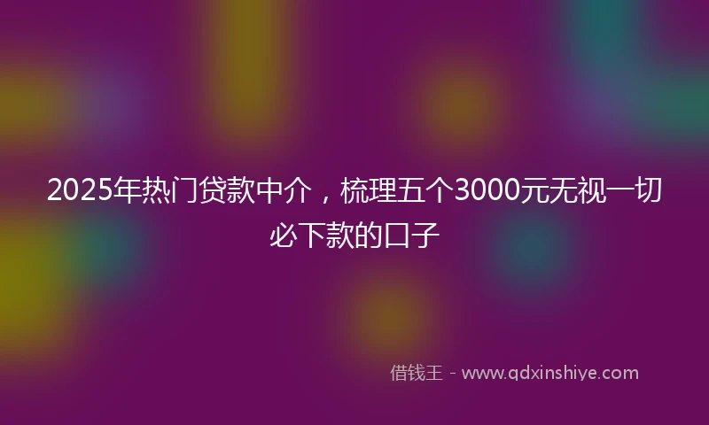 2025年热门贷款中介，梳理五个3000元无视一切必下款的口子