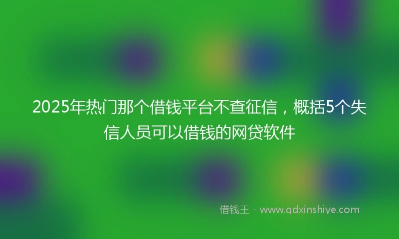 2025年热门那个借钱平台不查征信，概括5个失信人员可以借钱的网贷软件