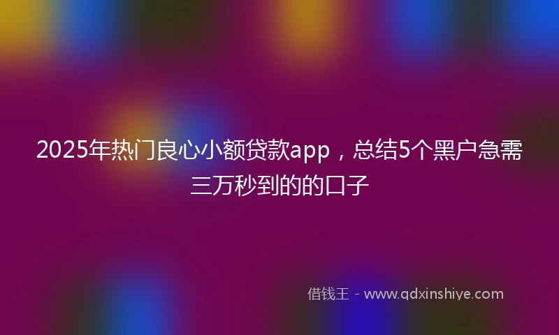 2025年热门良心小额贷款app，总结5个黑户急需三万秒到的的口子