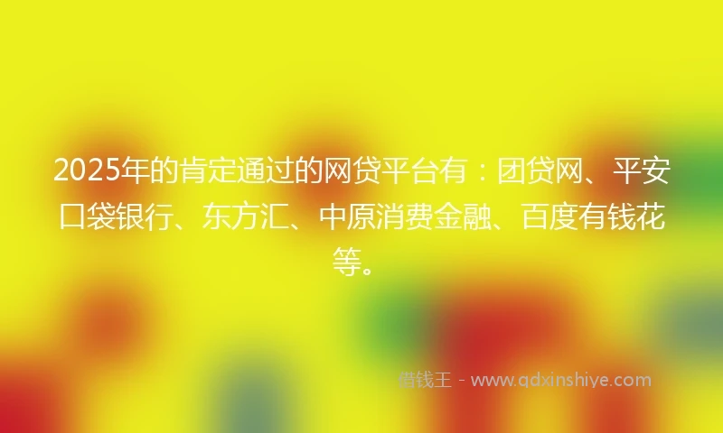 2025年的肯定通过的网贷平台有：团贷网、平安口袋银行、东方汇、中原消费金融、百度有钱花等。