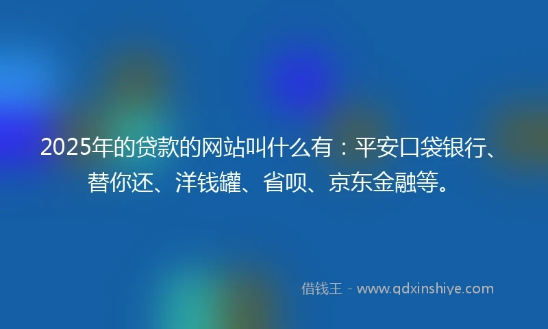2025年的贷款的网站叫什么有：平安口袋银行、替你还、洋钱罐、省呗、京东金融等。