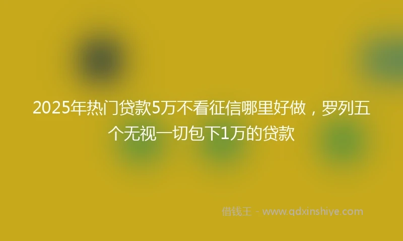2025年热门贷款5万不看征信哪里好做，罗列五个无视一切包下1万的贷款