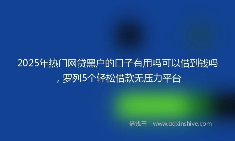 2025年热门网贷黑户的口子有用吗可以借到钱吗，罗列5个轻松借款无压力平台