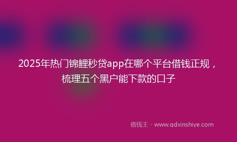 2025年热门锦鲤秒贷app在哪个平台借钱正规，梳理五个黑户能下款的口子