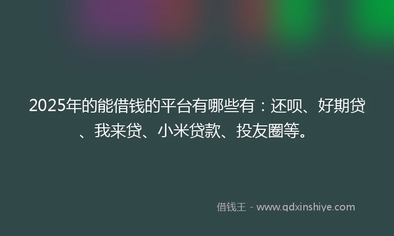 2025年的能借钱的平台有哪些有：还呗、好期贷、我来贷、小米贷款、投友圈等。