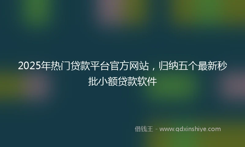 2025年热门贷款平台官方网站，归纳五个最新秒批小额贷款软件