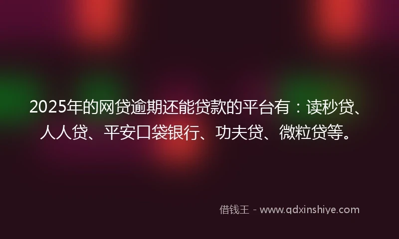 2025年的网贷逾期还能贷款的平台有：读秒贷、人人贷、平安口袋银行、功夫贷、微粒贷等。