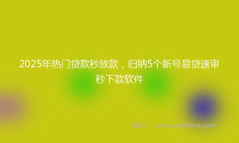 2025年热门贷款秒放款，归纳5个新号易贷速审秒下款软件
