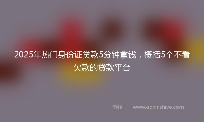 2025年热门身份证贷款5分钟拿钱，概括5个不看欠款的贷款平台