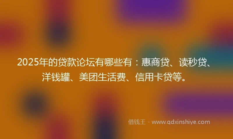 2025年的贷款论坛有哪些有：惠商贷、读秒贷、洋钱罐、美团生活费、信用卡贷等。