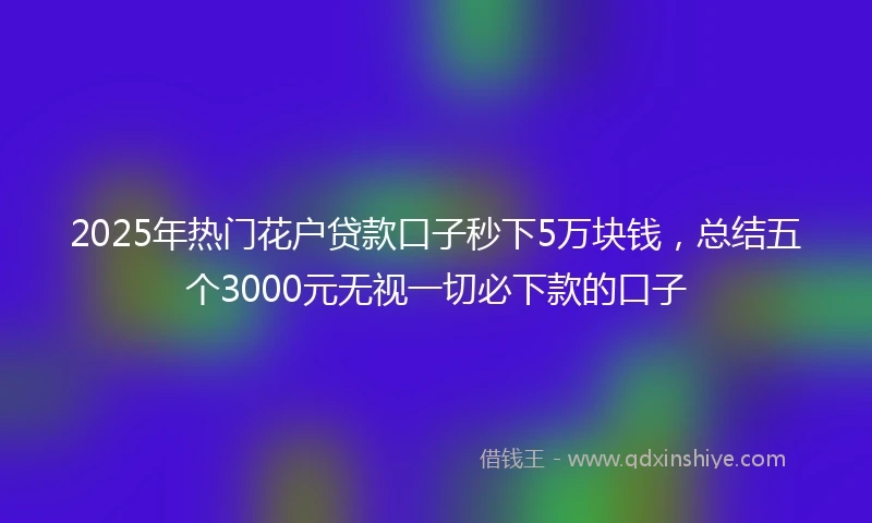 2025年热门花户贷款口子秒下5万块钱，总结五个3000元无视一切必下款的口子