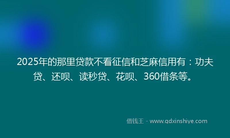 2025年的那里贷款不看征信和芝麻信用有：功夫贷、还呗、读秒贷、花呗、360借条等。
