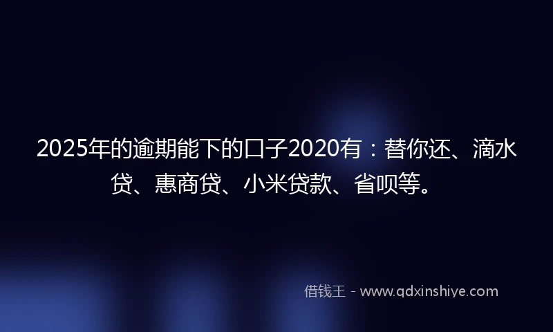 2025年的逾期能下的口子2020有:替你还、滴水贷、惠商贷、小米贷款、省呗等。