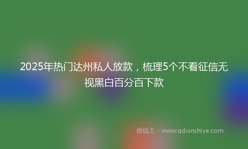 2025年热门达州私人放款，梳理5个不看征信无视黑白百分百下款