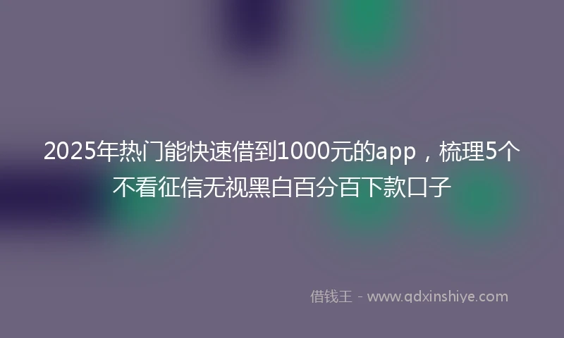 2025年热门能快速借到1000元的app，梳理5个不看征信无视黑白百分百下款口子