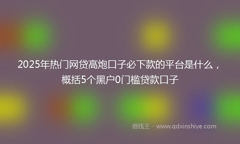 2025年热门网贷高炮口子必下款的平台是什么，概括5个黑户0门槛贷款口子