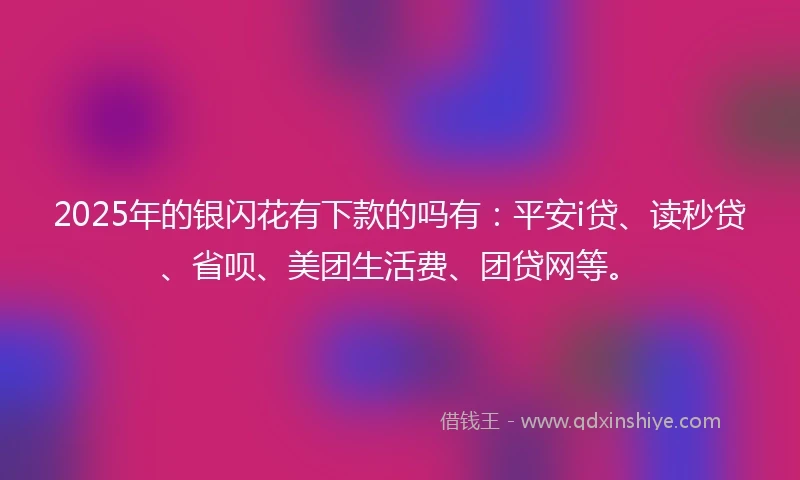 2025年的银闪花有下款的吗有：平安i贷、读秒贷、省呗、美团生活费、团贷网等。