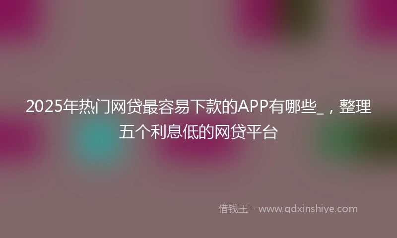 2025年热门网贷最容易下款的APP有哪些_，整理五个利息低的网贷平台