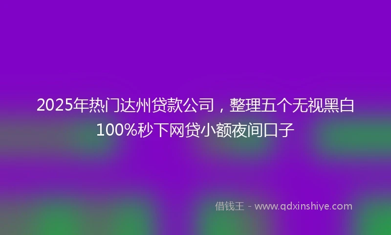 2025年热门达州贷款公司，整理五个无视黑白100%秒下网贷小额夜间口子