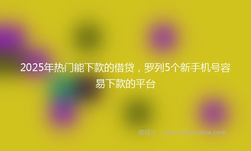 2025年热门能下款的借贷，罗列5个新手机号容易下款的平台