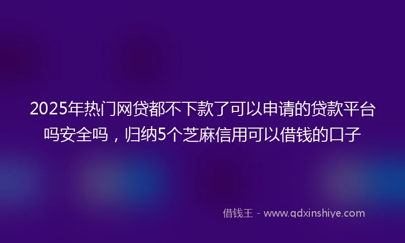 2025年热门网贷都不下款了可以申请的贷款平台吗安全吗，归纳5个芝麻信用可以借钱的口子