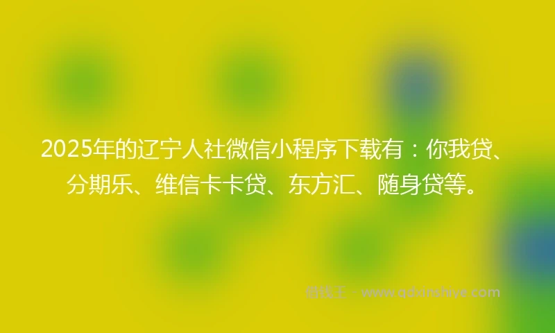 2025年的辽宁人社微信小程序下载有：你我贷、分期乐、维信卡卡贷、东方汇、随身贷等。