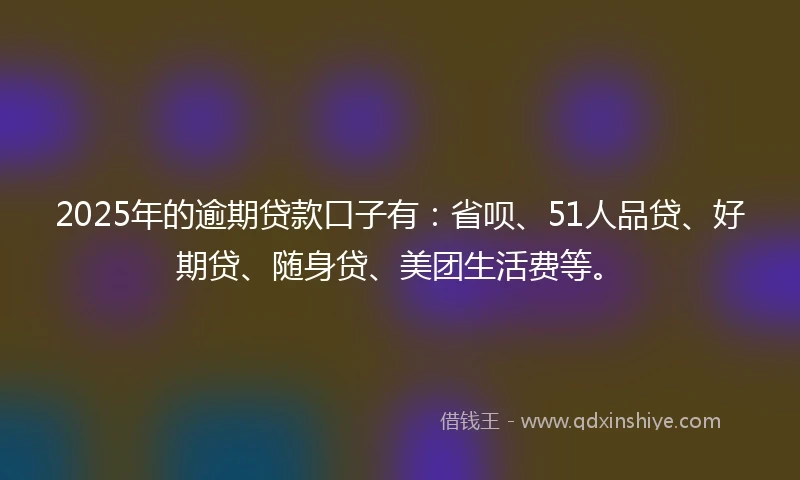 2025年的逾期贷款口子有：省呗、51人品贷、好期贷、随身贷、美团生活费等。