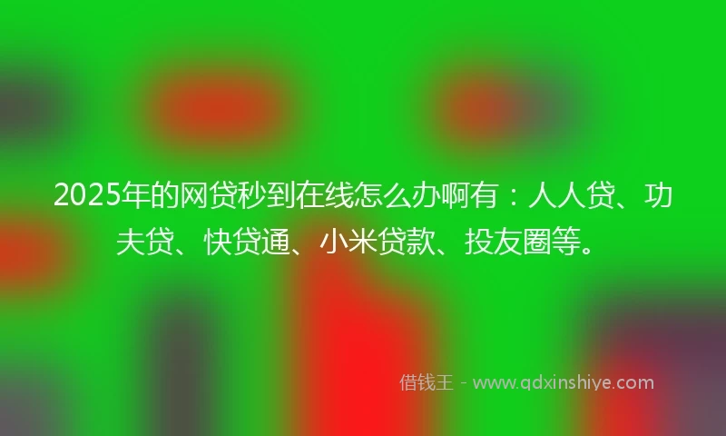 2025年的网贷秒到在线怎么办啊有：人人贷、功夫贷、快贷通、小米贷款、投友圈等。