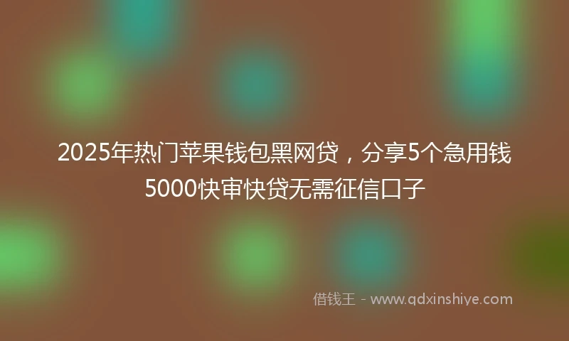 2025年热门苹果钱包黑网贷，分享5个急用钱5000快审快贷无需征信口子
