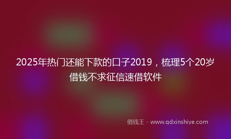 2025年热门还能下款的口子2019,梳理5个20岁借钱不求征信速借软件