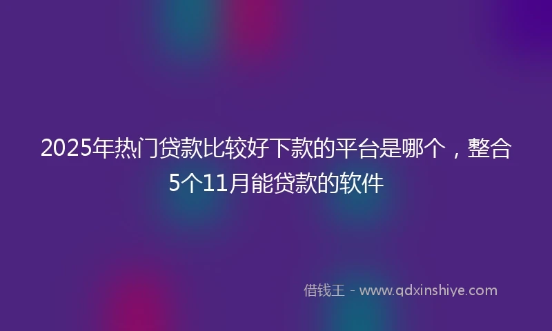 2025年热门贷款比较好下款的平台是哪个，整合5个11月能贷款的软件